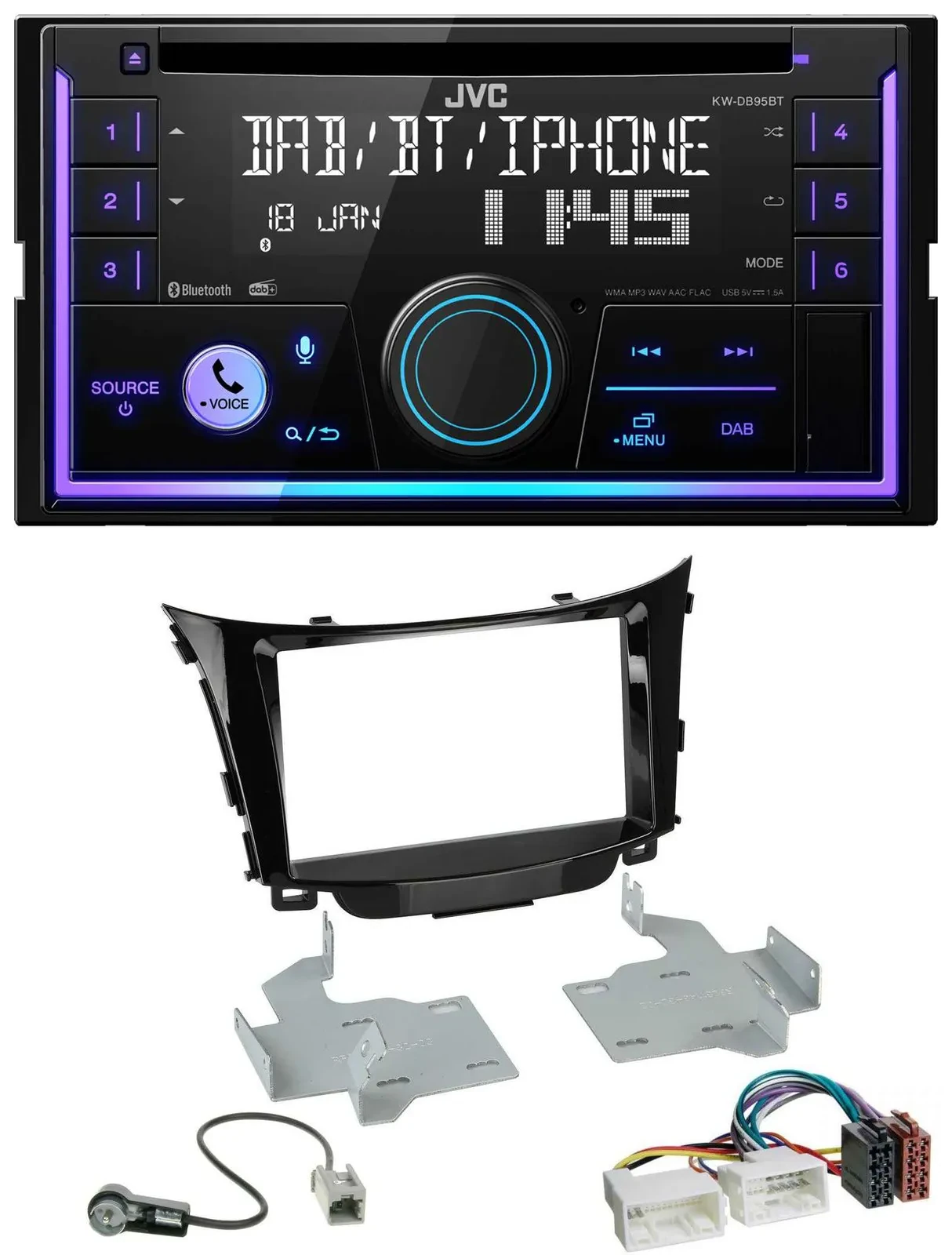 JVC MP3 USB 2DIN DAB Bluetooth CD Autoradio für Hyundai i30 (ab 12)