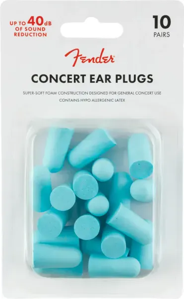 Fender Concert Series Ear Plugs, (10 Pairs)- Daphne Blue - 32 Db Noise Reduction