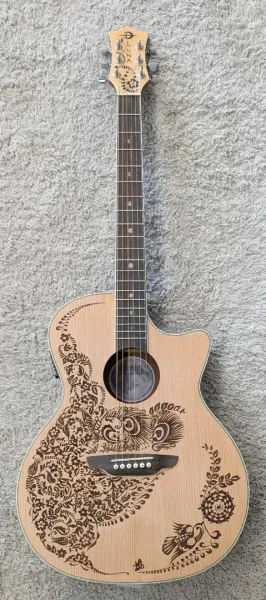 Luna Model HEN OA SPR Henna Oasis Acoustic Electric Folk Size Cutaway Guitar