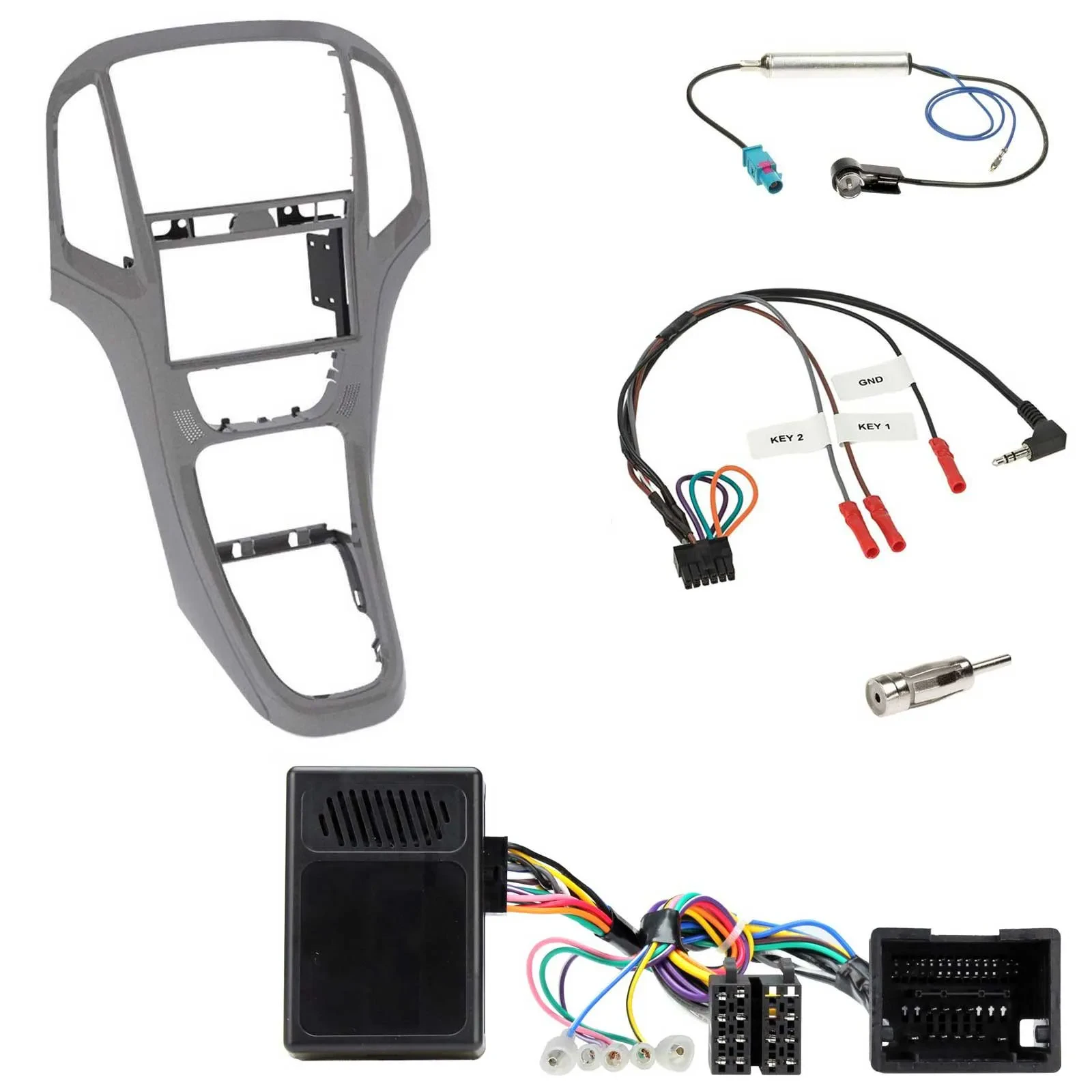 Radioset Lenkradadapter Doppel DIN Autoradio für Opel Astra J ab 2009 Titangrau