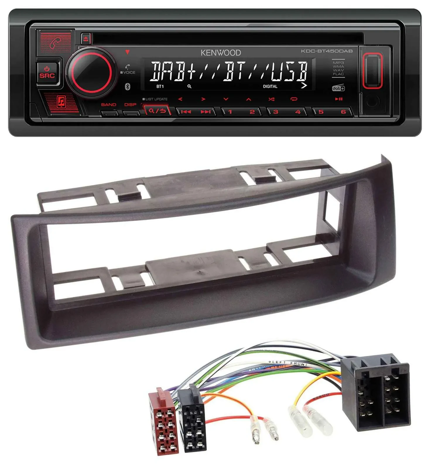 Kenwood MP3 CD USB Bluetooth DAB Autoradio für Renault Megane Scenic bis 03 schw