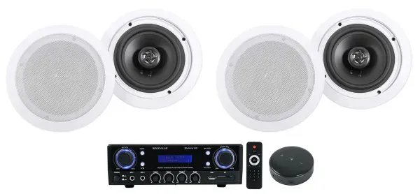 Rockville BLUAMP 100 Home Stereo Amplifier+4 6.5" Ceiling Speakers+Wifi Receiver