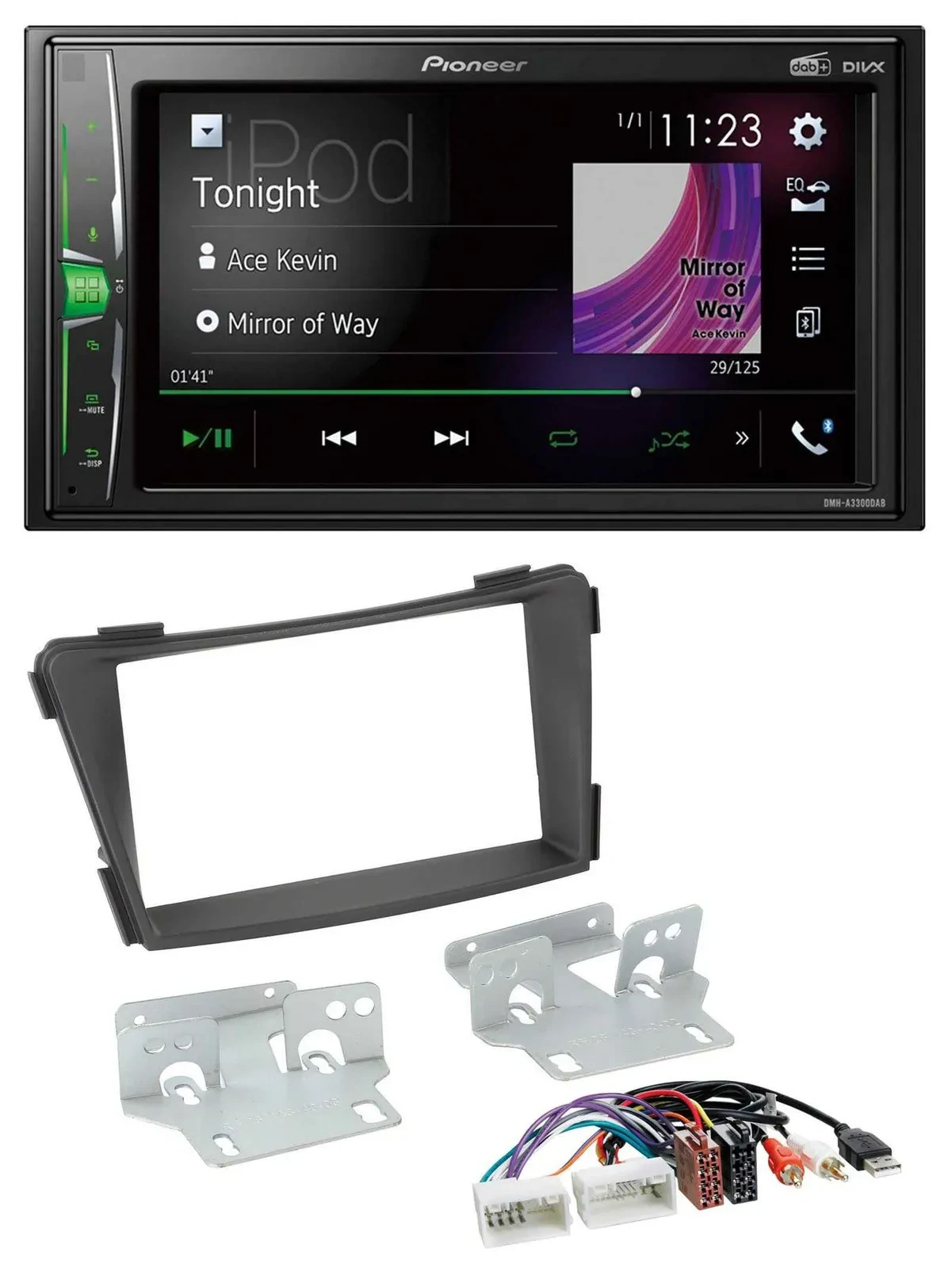 Pioneer 2DIN MP3 DAB USB Bluetooth Autoradio für Hyundai i40 ab 2011 VF schwarz