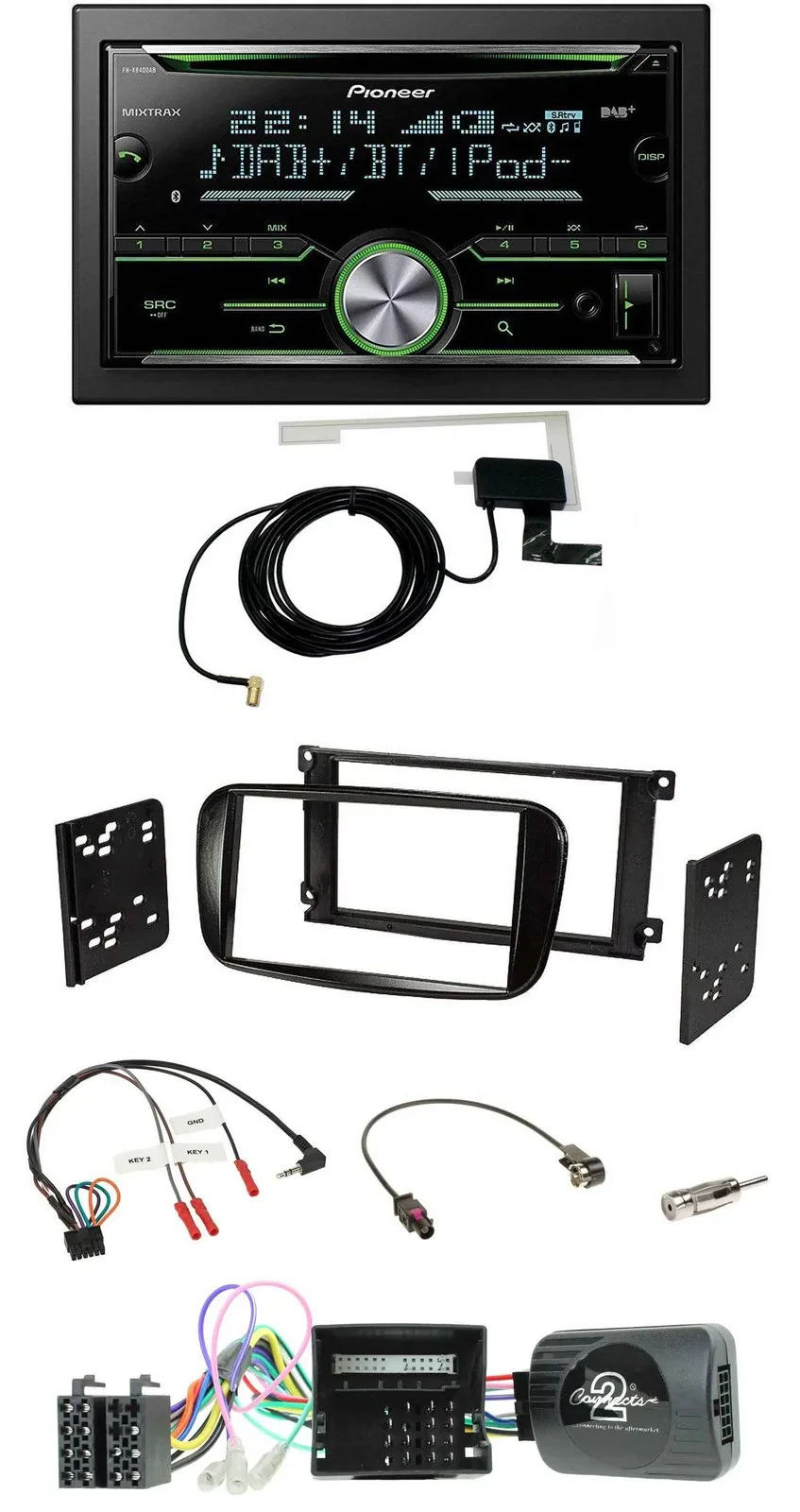 Pioneer CD USB Lenkrad Bluetooth 2DIN DAB Autoradio für Ford Mondeo S-Max glänze