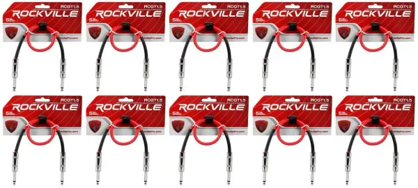 Патч-кабель инструментальный Rockville RCGT1.5R Red 0.45 м (10 штук)