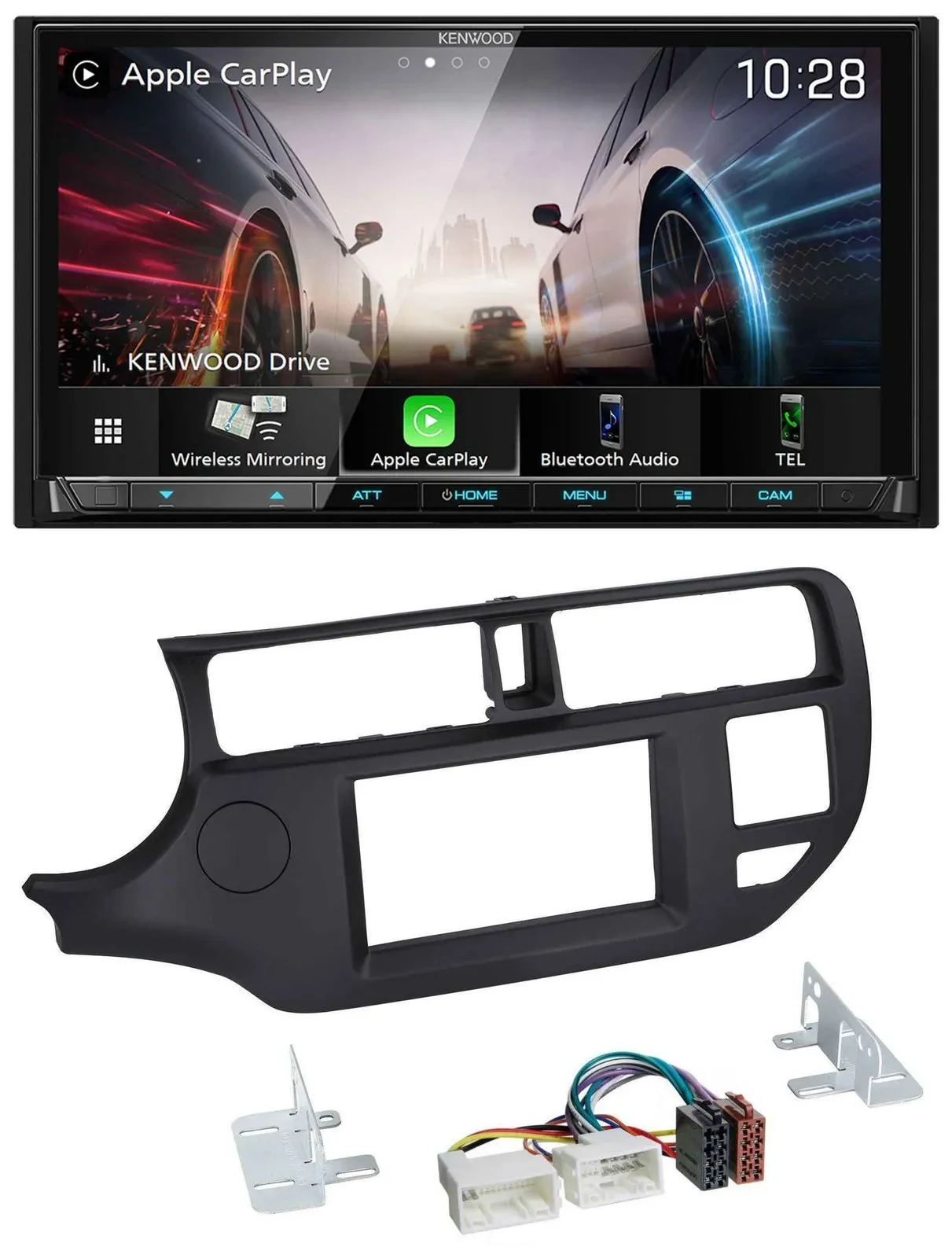 Автомагнитола Kenwood 2 DIN MP3 USB DAB Bluetooth для Kia Rio 2011–2014, чёрная
