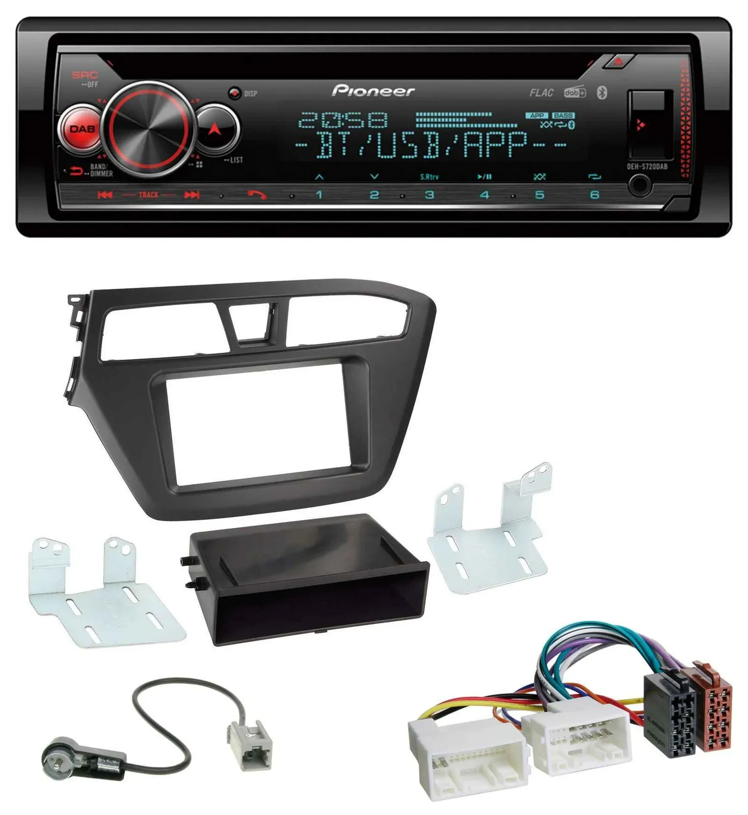 Автомагнитола Pioneer CD/MP3, DAB, Bluetooth, USB для Hyundai i20 (2014–2020)