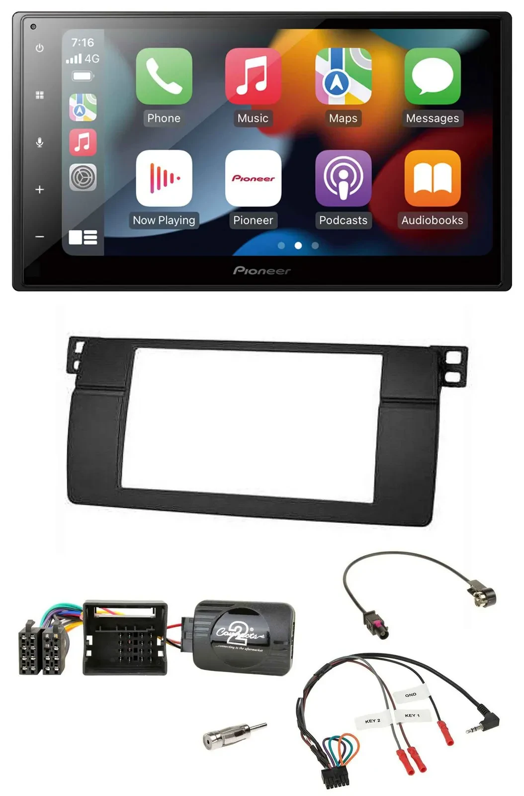 Автомагнитола для BMW 3 Series E46 (2001–2006) Pioneer 2 DIN, DAB, Bluetooth, USB, поддержка кнопок на руле
