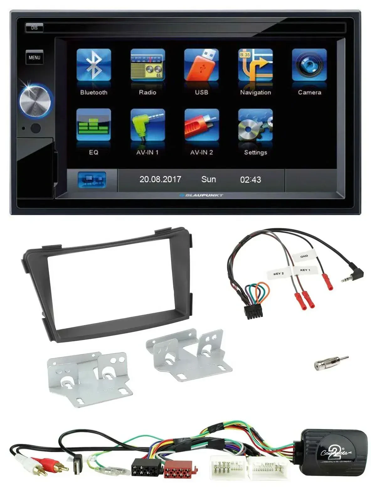 Blaupunkt 2DIN Bluetooth TMC USB Lenkrad SD Navigation für Hyundai i40 11-19 AUX