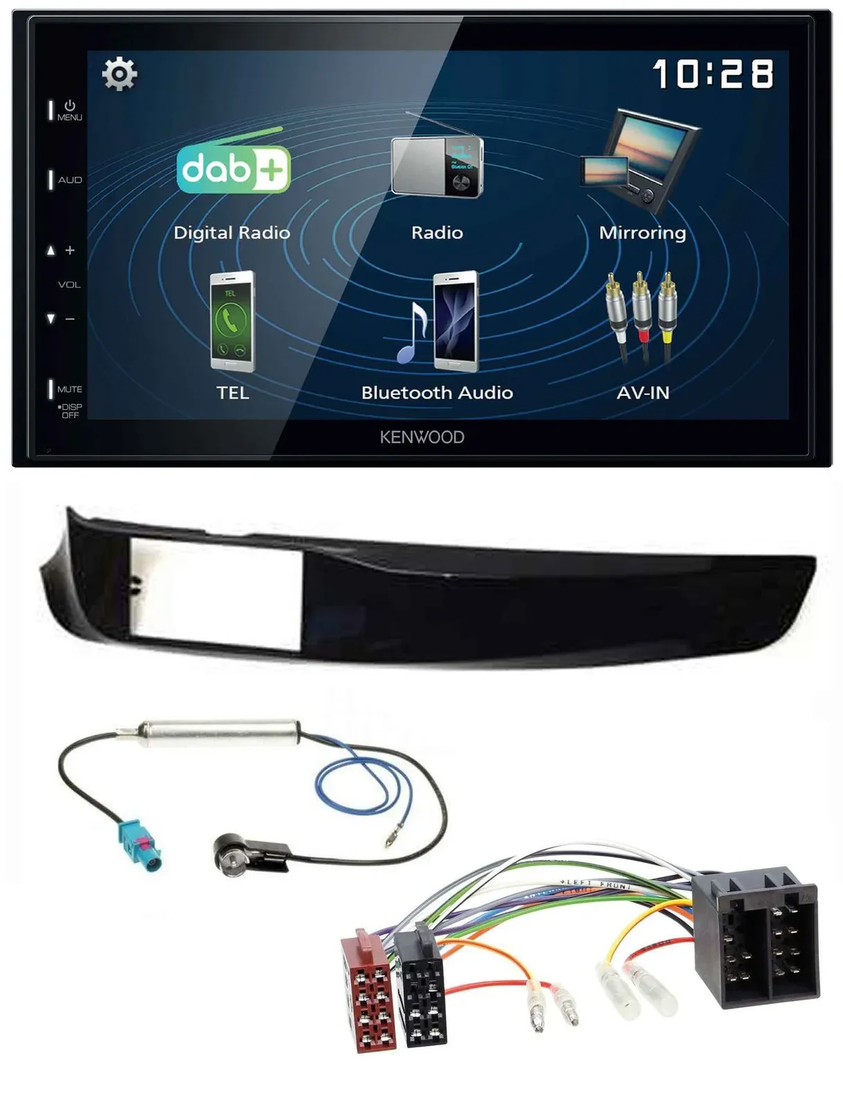 Kenwood 2DIN Bluetooth MP3 USB DAB Autoradio für Alfa Giulietta schwarz glänzend