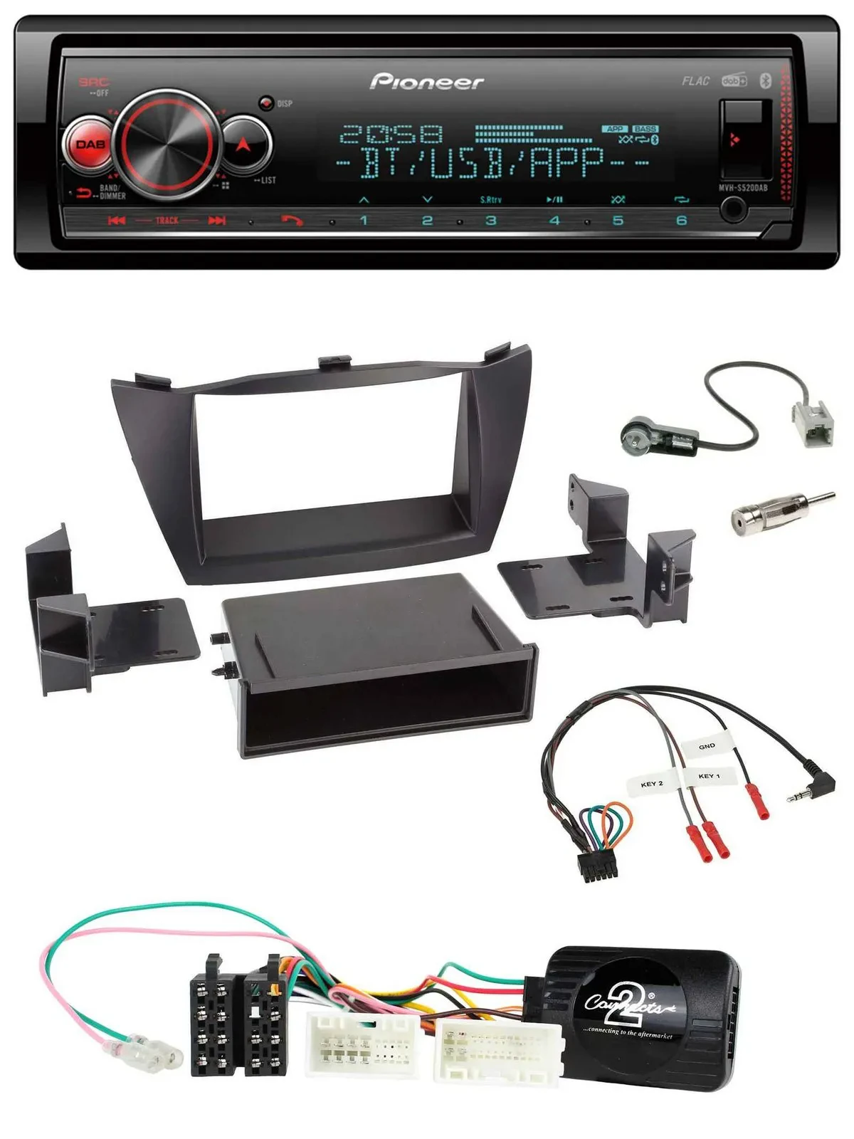 Автомагнитола Pioneer Bluetooth, USB, DAB, совместимая с кнопками на руле, для Hyundai ix35 (2010–2013), черный