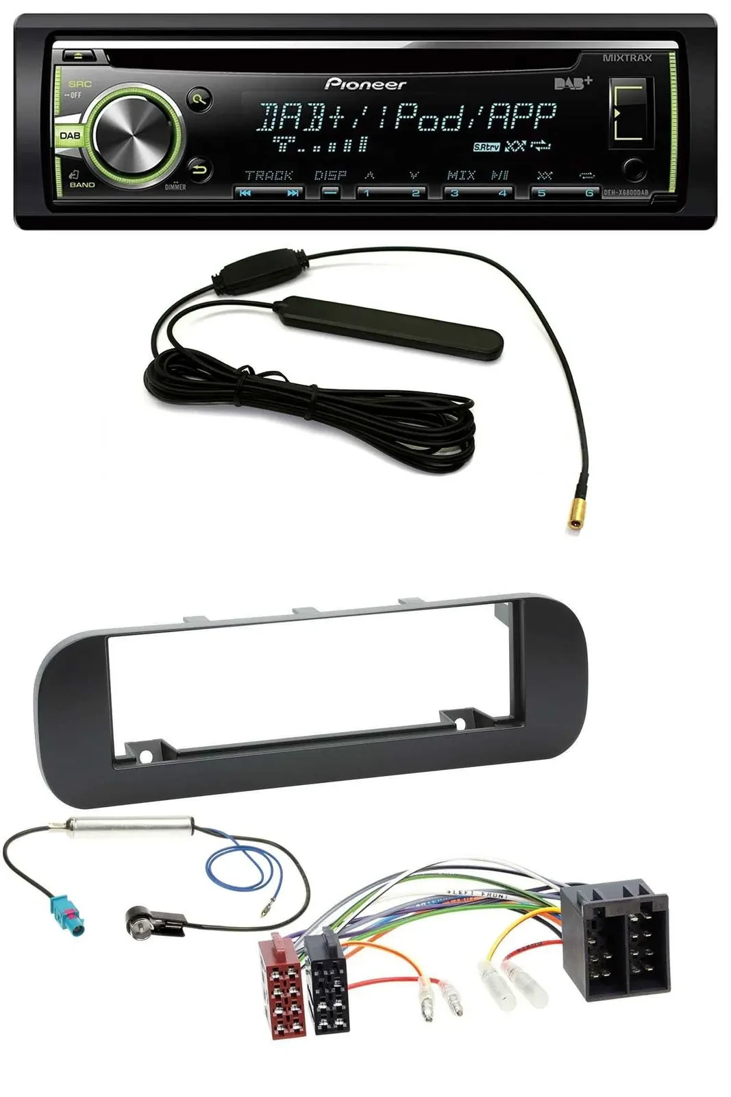 Pioneer MP3 USB CD DAB AUX Autoradio für Fiat Panda (ab 2012) - schwarz