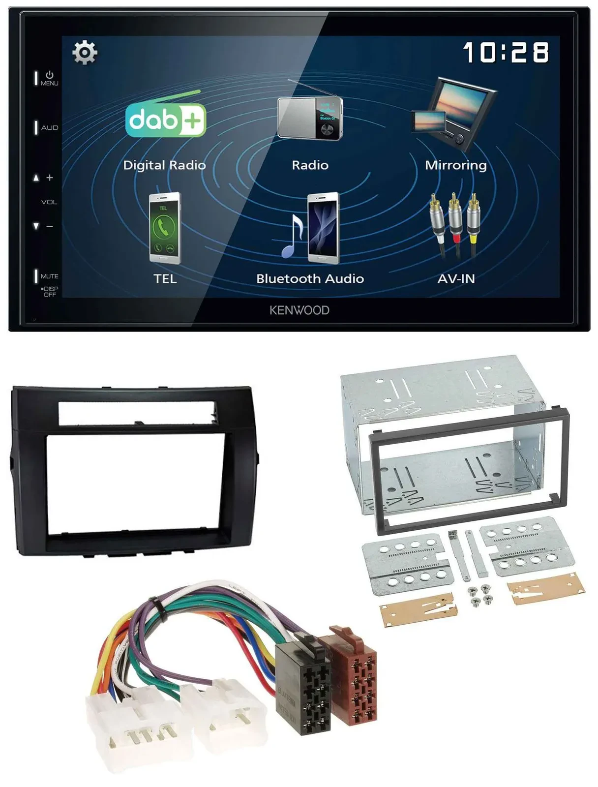 Kenwood 2DIN Bluetooth MP3 USB DAB Autoradio für Toyota Corolla 04-09 Verso schw