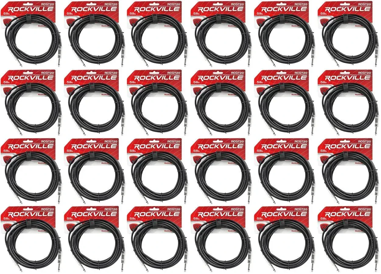 Инструментальный кабель Rockville RCGT20B Black 6.1 м (24 штуки)