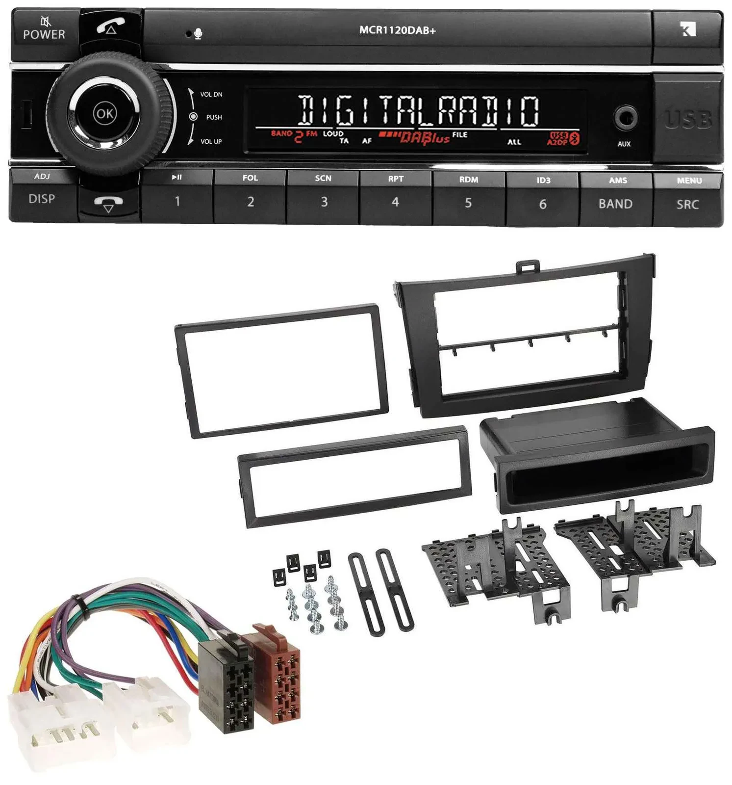 Kienzle Bluetooth MP3 USB DAB Autoradio für Toyota Corolla ab 2009 schwarz