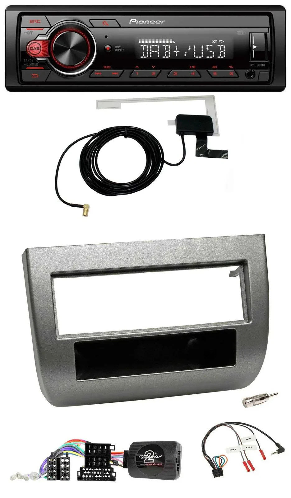 Автомагнитола Pioneer 1DIN MP3 DAB USB для Lancia Y 843 (2005–2011), темно-серый