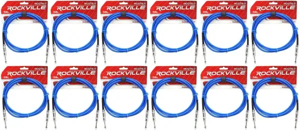 Инструментальный кабель Rockville RCGT6.0BL Blue 1.8 м (12 штук)