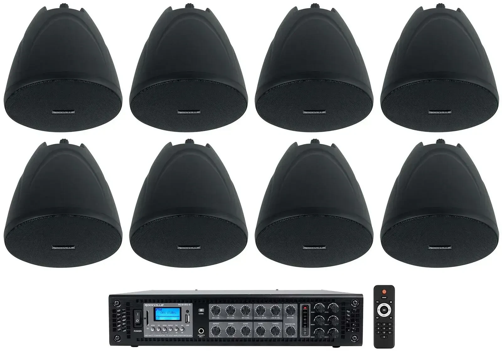 Потолочная акустика Rockville PEN-40T Black с усилителем (8 штук)
