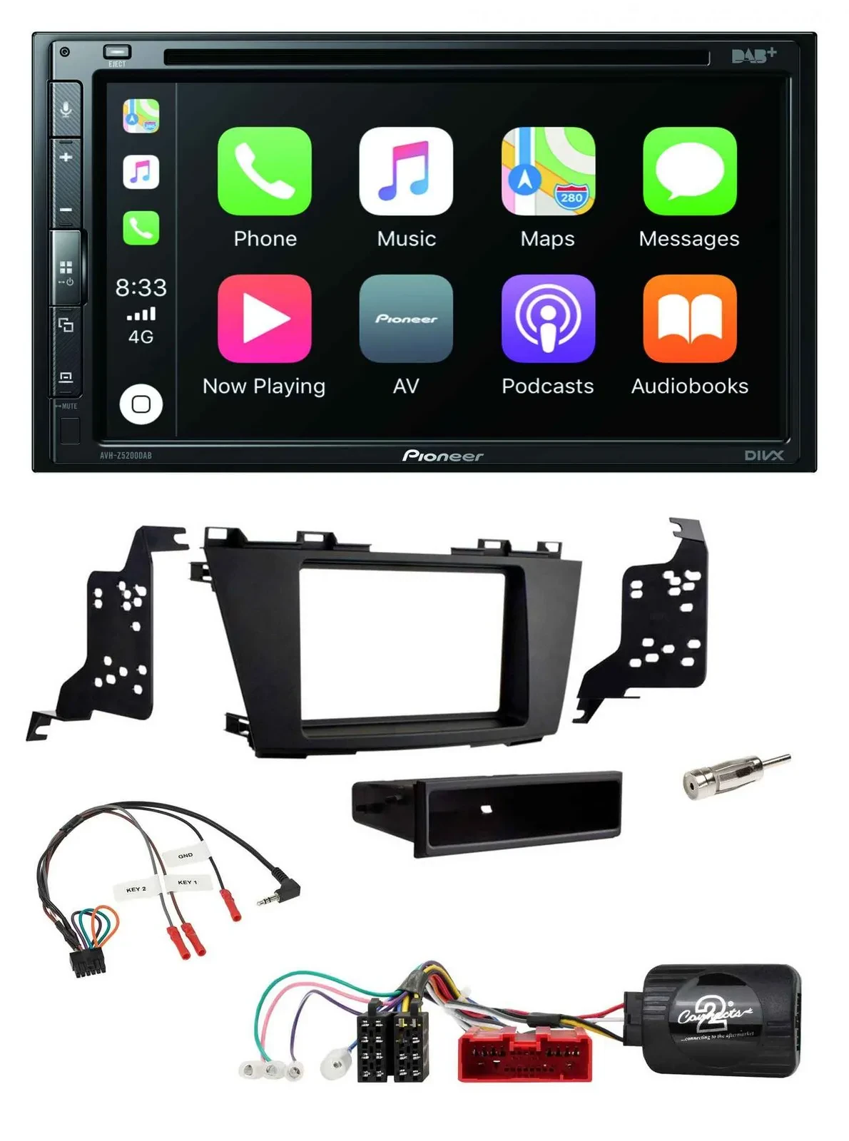 Pioneer DVD 2DIN Lenkrad DAB Bluetooth USB Autoradio für Mazda 5 2010-2015