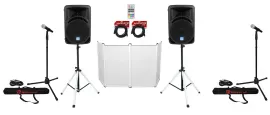 2 Rockville RPG12BT 12" 800w Wireless Link Speakers+Bluetooth+Stands+Facade+Mics