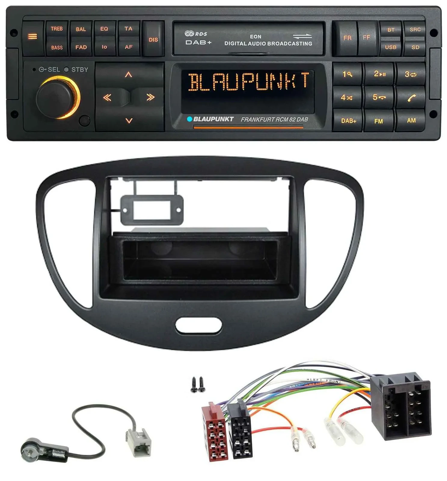 Blaupunkt USB DAB SD MP3 Bluetooth Autoradio für Hyundai i10 (2008-2013) schwarz
