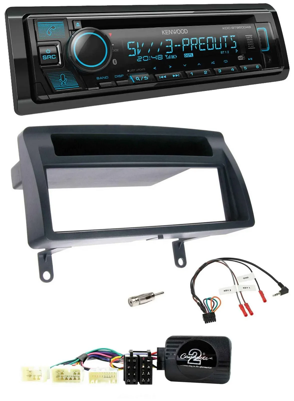 Kenwood Bluetooth USB CD Lenkrad DAB Autoradio für Toyota Corolla E12 2001-2007