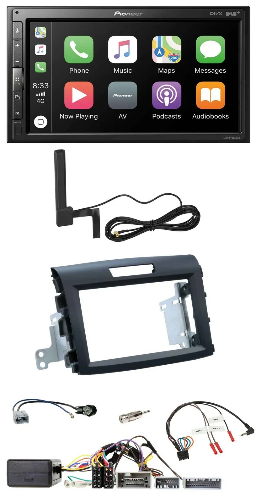 Автомагнитола Pioneer 2DIN USB Bluetooth DAB для Honda CR-V FR5/FR6 с 2013, с поддержкой кнопок на руле