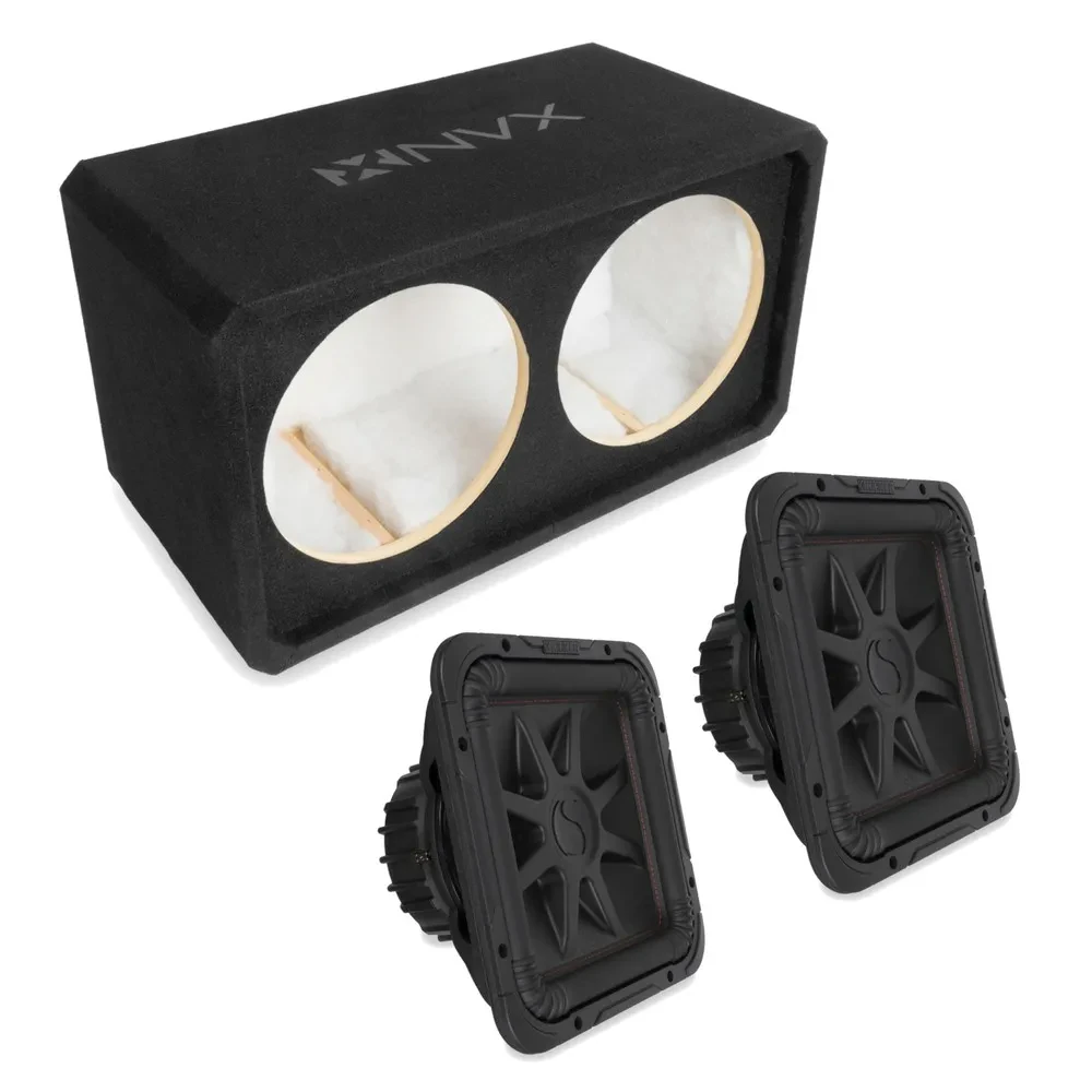 NVX NE122S Dual 12" Sealed 3/4" MDF Sub Enclosure w/ Solo-Baric L7R Subwoofer