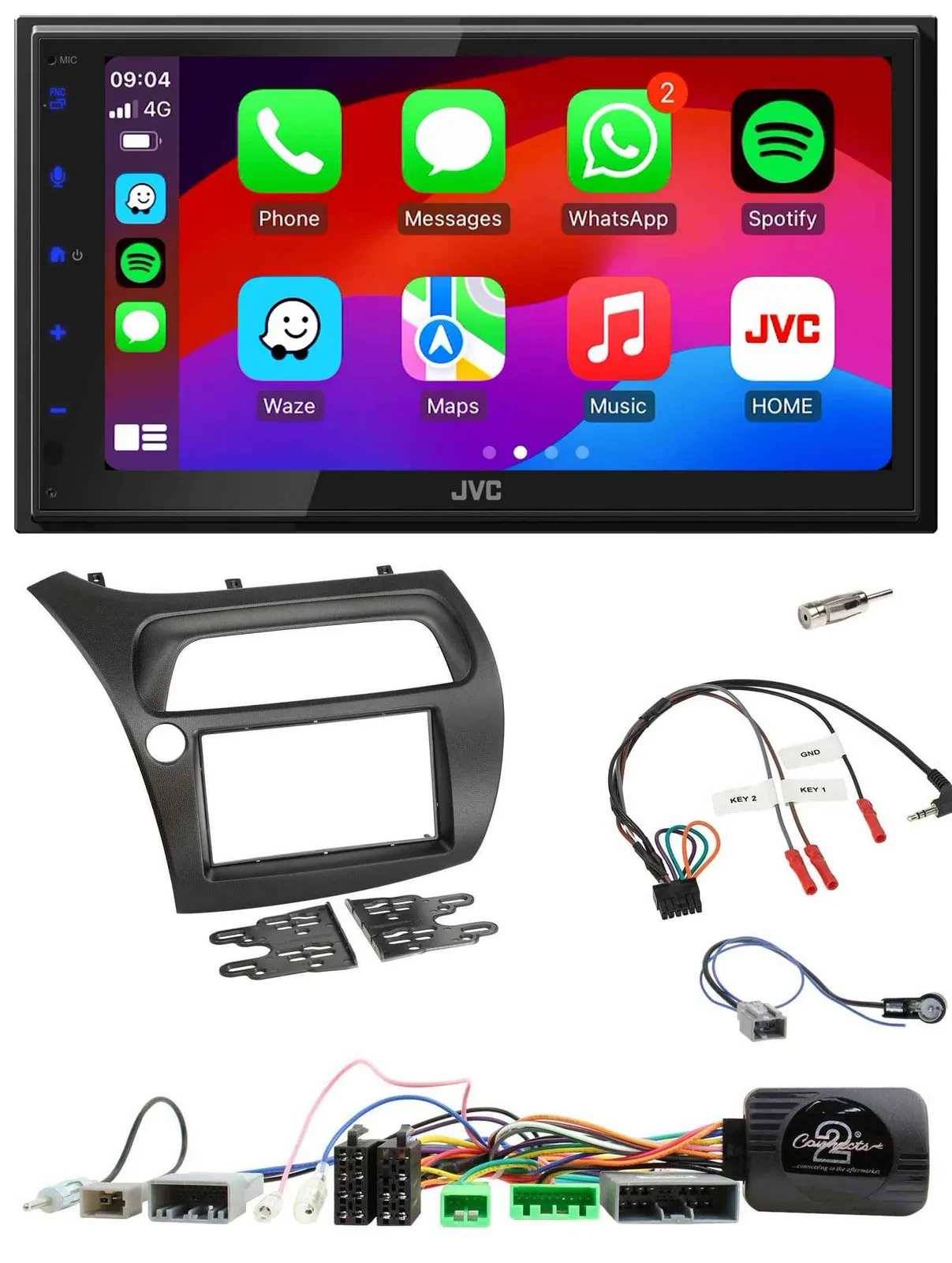 JVC Bluetooth 2DIN Lenkrad DAB USB Autoradio für Honda Civic 2006-2012