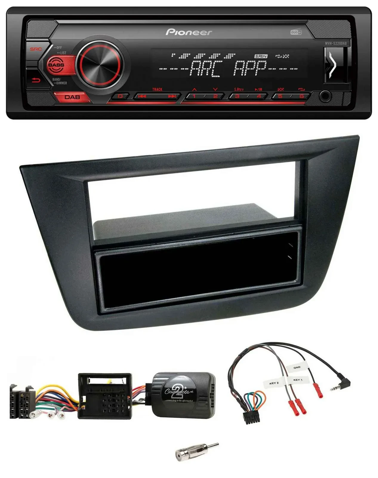 Автомагнитола Pioneer 1 DIN, DAB, USB, MP3, для Seat Altea/Toledo (2004–2009), чёрная