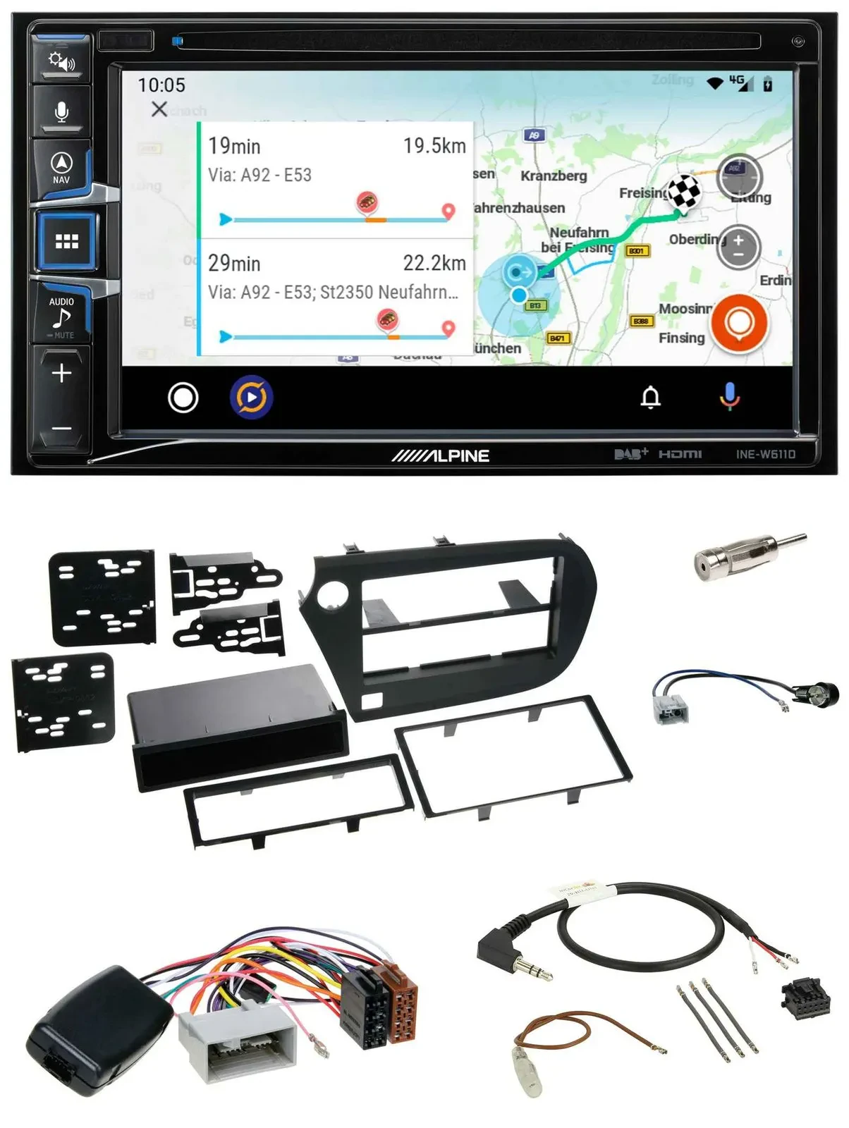Alpine Bluetooth TMC USB DAB 2DIN Lenkrad Navigation für Honda Insight ZE2 2009-