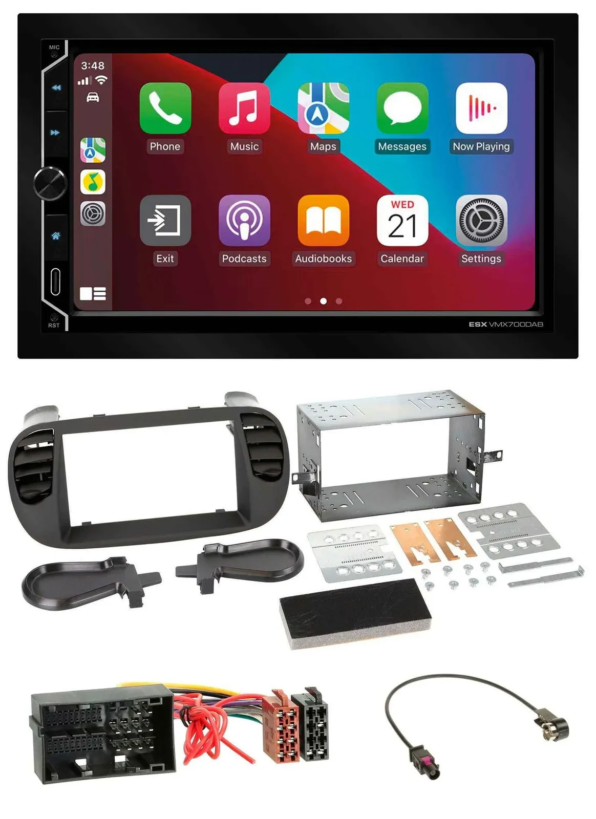 ESX 2DIN DAB USB MP3 Bluetooth Autoradio für Fiat 500 ab 12 soft touch