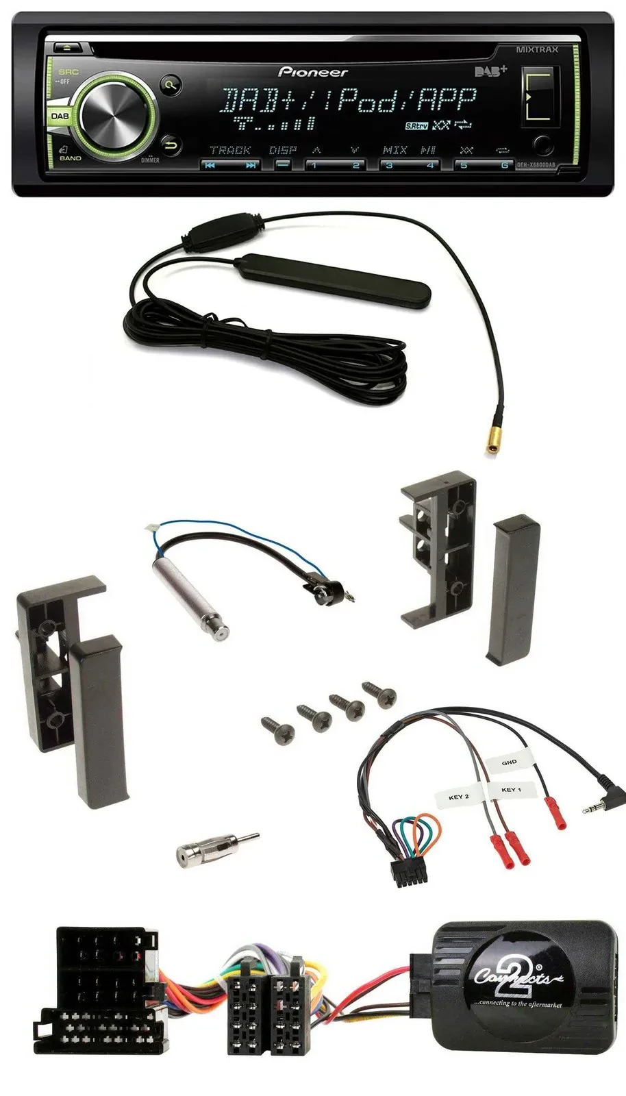 Автомагнитола Pioneer MP3 USB CD DAB для Audi A2/A3/A4/A6 (1999–2000) с поддержкой кнопок на руле