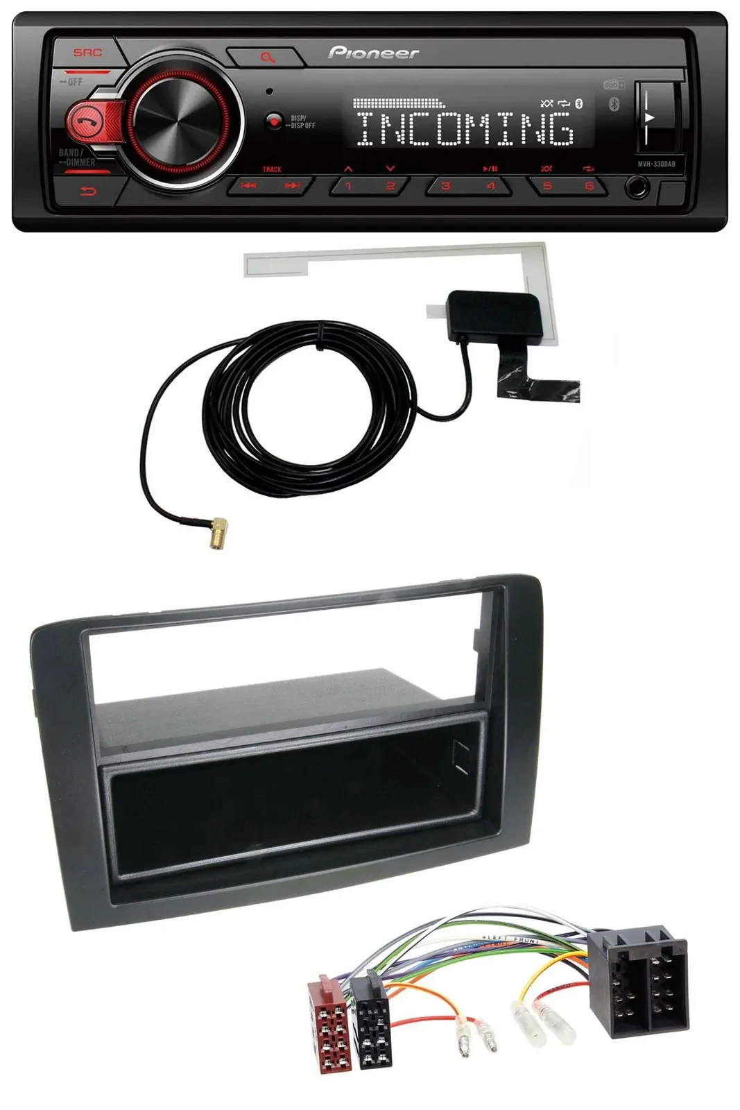 Автомагнитола для Fiat Idea (350, 2003–2011) Pioneer USB MP3 DAB Bluetooth черная