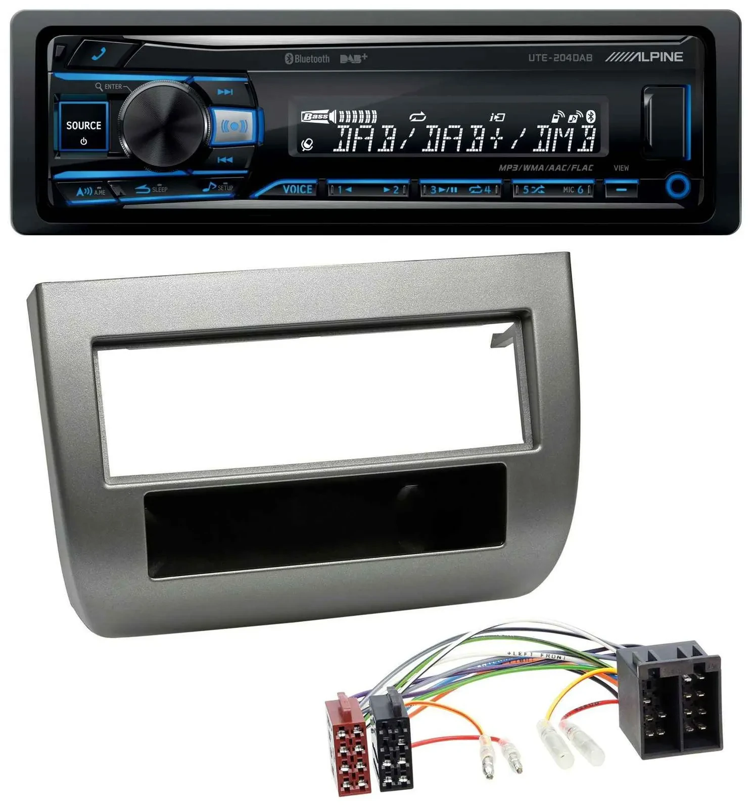 Автомагнитола для Lancia Y (843, 2003–2011) Alpine USB, Bluetooth, DAB, MP3 антрацит