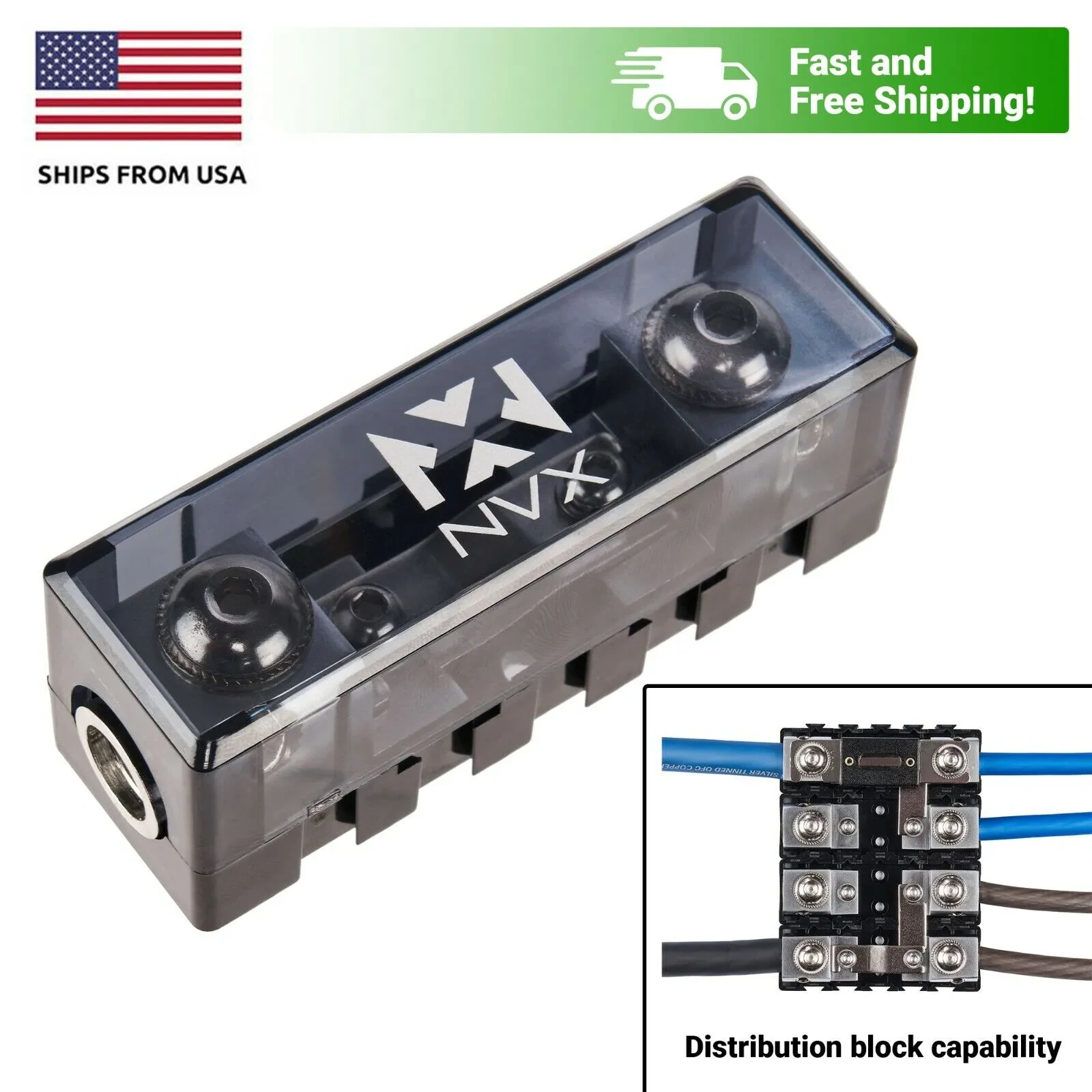 NVX XFMANL 0-4 GA Heavy Duty Modular ANL Fuse Block
