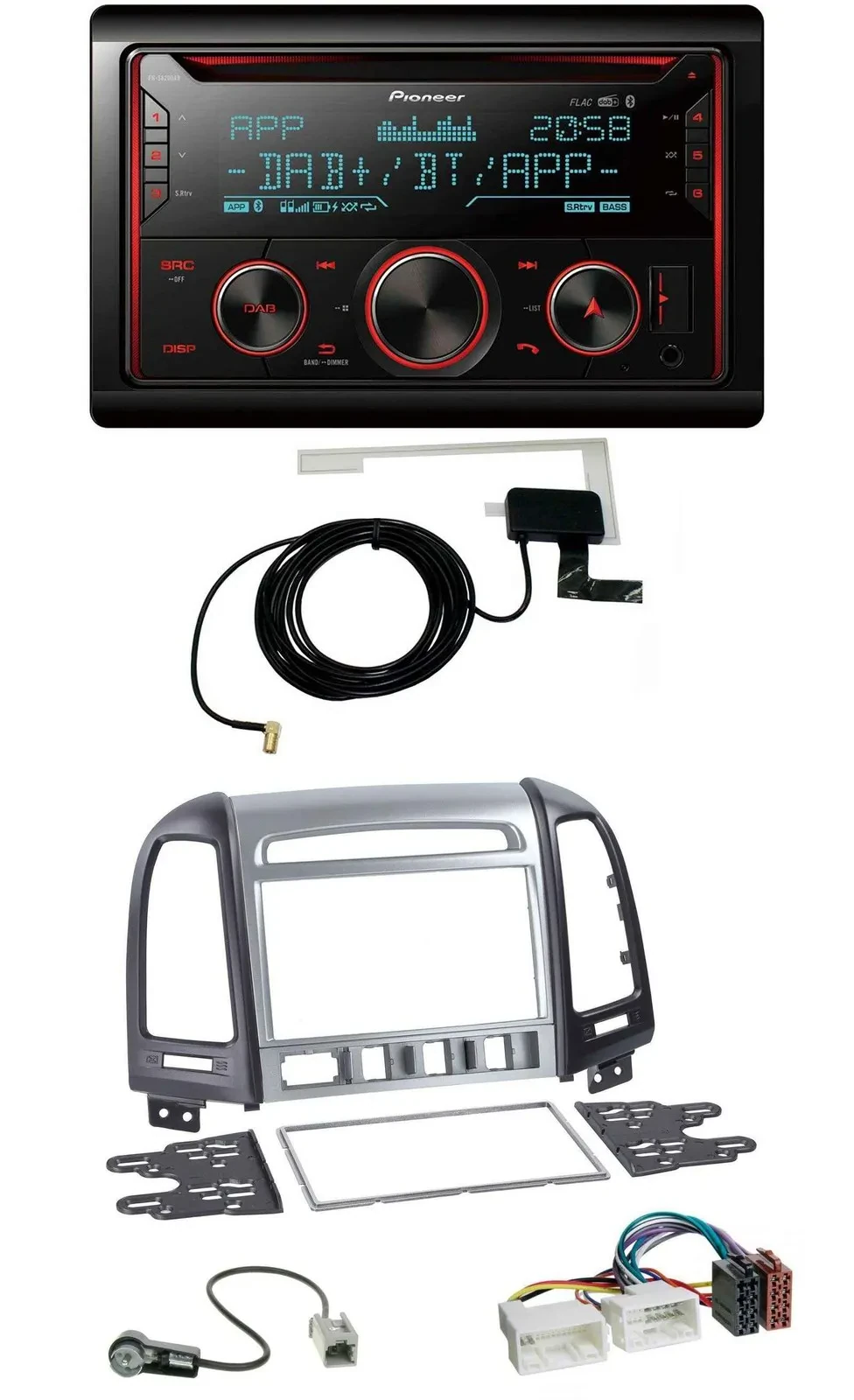 Pioneer 2DIN MP3 DAB USB CD Bluetooth Autoradio für Hyundai Santa Fe 4 Schalter