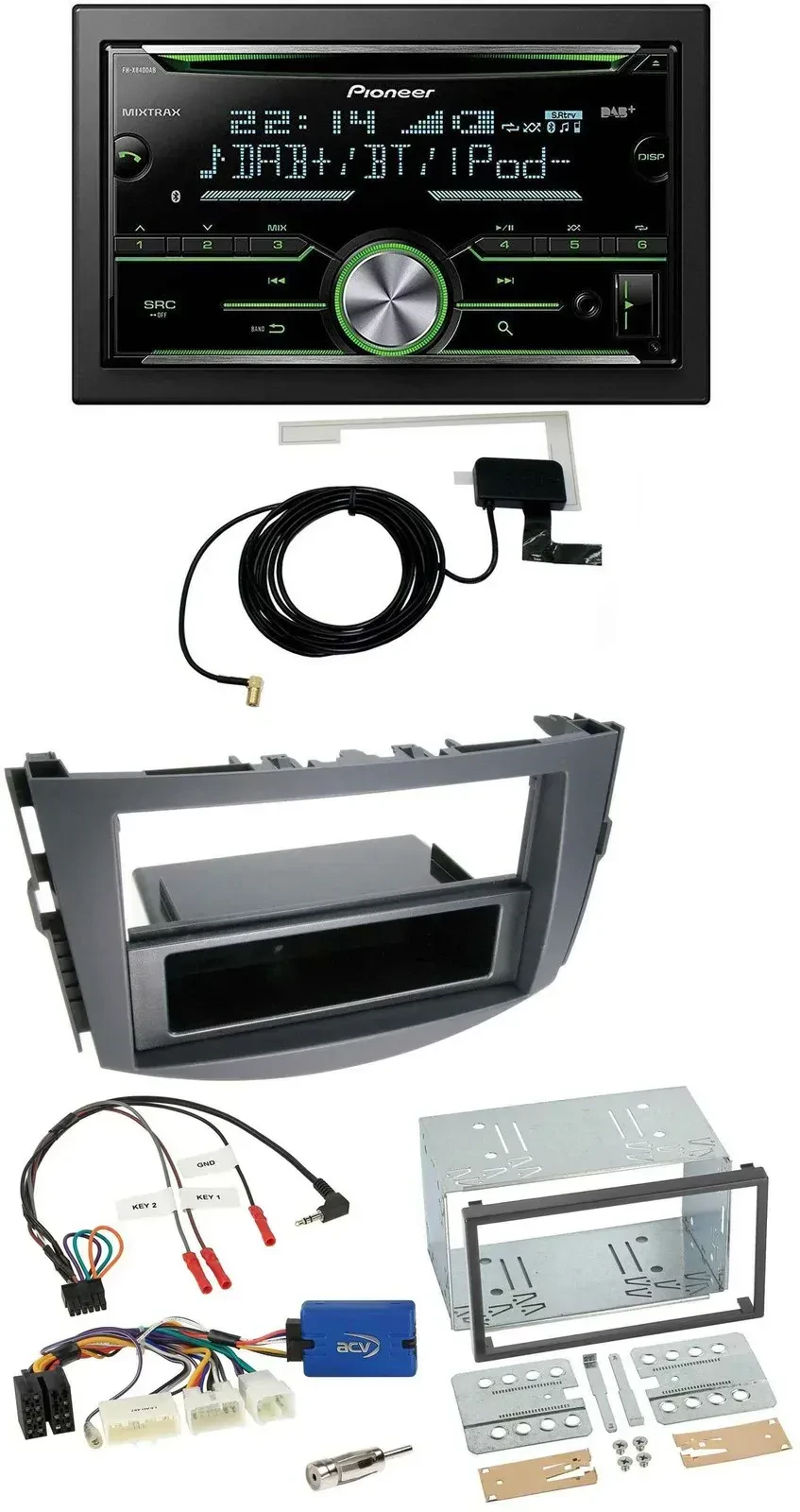 Автомагнитола для Toyota RAV4 (с 2011) Pioneer 2DIN, CD, USB, Bluetooth, DAB, совместима с кнопками на руле