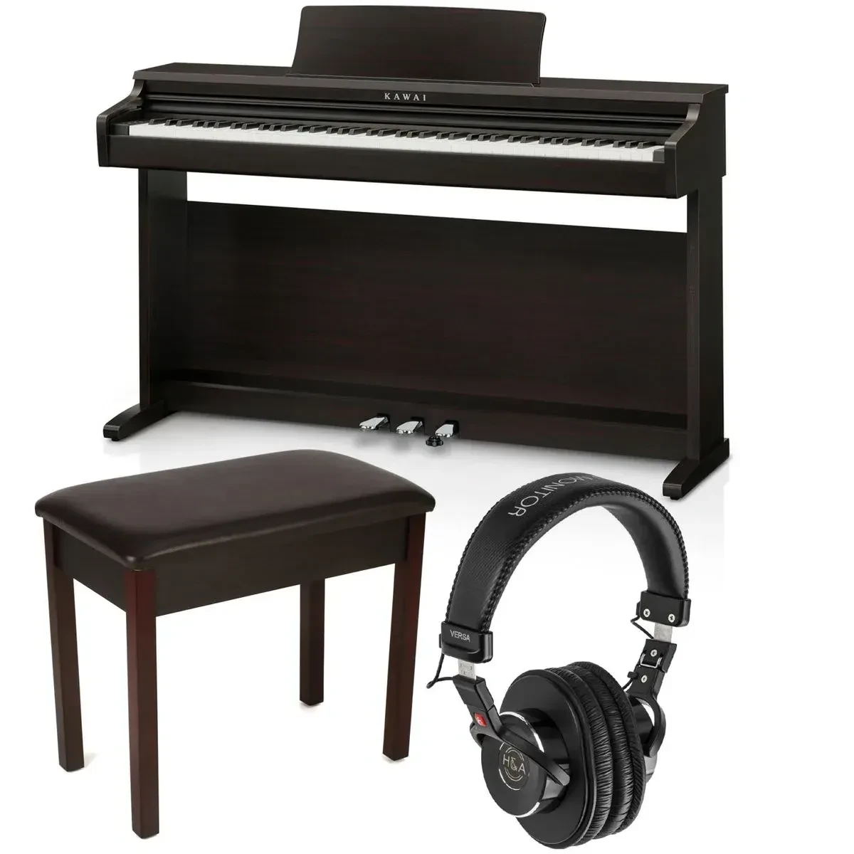 Kawai KDP120 88-Key Digital Piano with Bench, Rosewood with Headphones