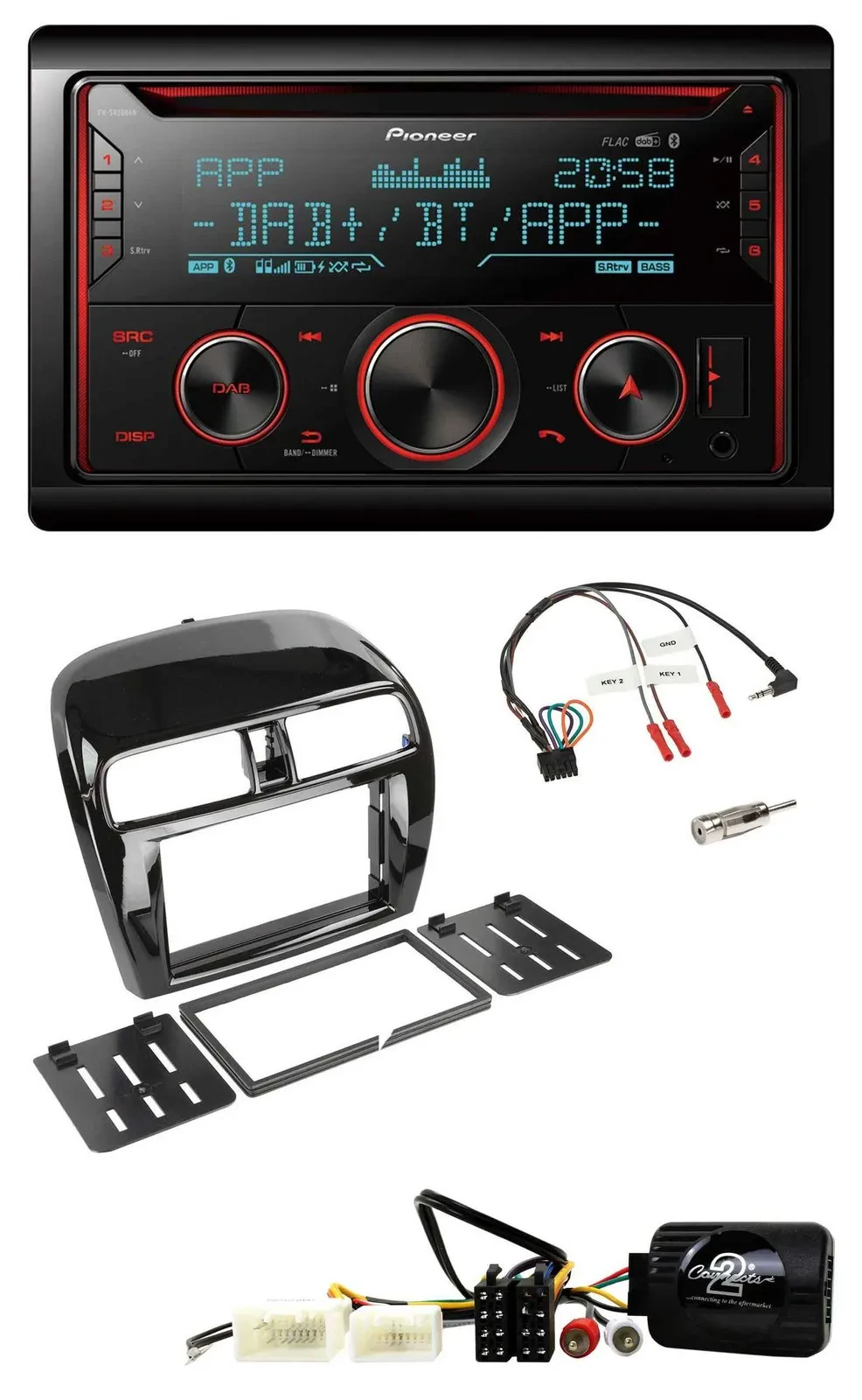 Pioneer 2DIN DAB Lenkrad Bluetooth USB CD Autoradio für Mitsubishi Mirage SpaceS