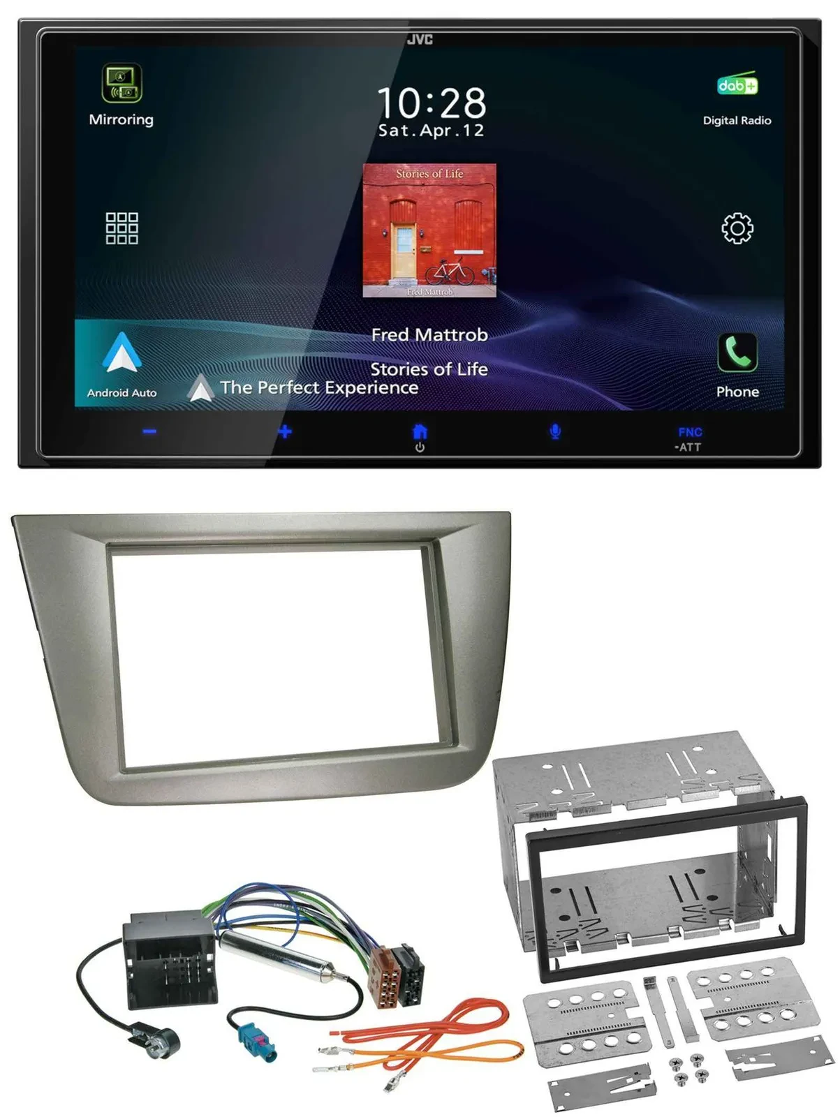 JVC USB Bluetooth 2DIN DAB MP3 Autoradio für Seat Altea XL Altea Toledo silber