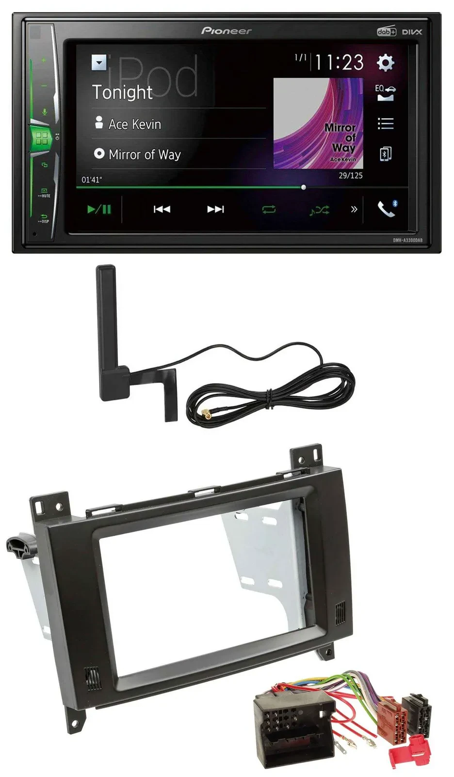 Автомагнитола Pioneer 2DIN Bluetooth DAB AUX для Mercedes A-/B-Class (2004–2012) черный