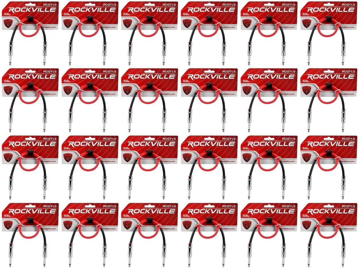 Патч-кабель инструментальный Rockville RCGT1.5R Red 0.45 м (24 штук)