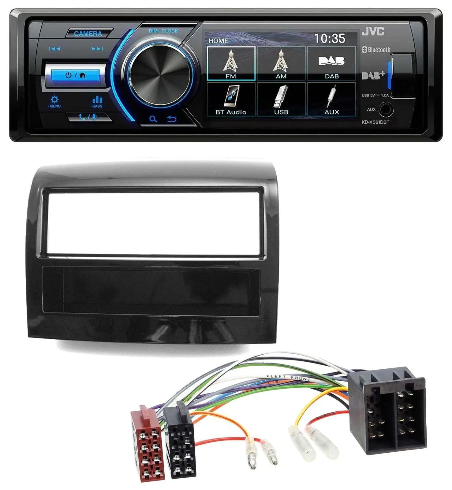Автомагнитола для Fiat Ducato (2011–2021) JVC Bluetooth, MP3, USB, DAB, черный (piano black)