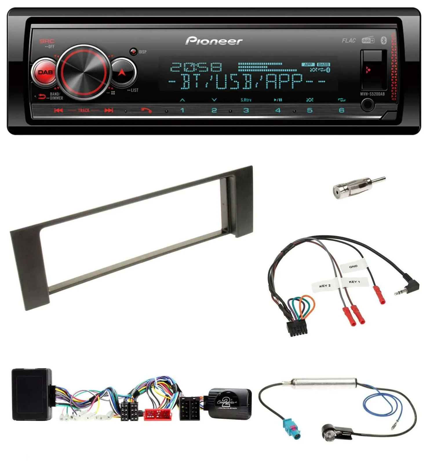 Автомагнитола Pioneer Bluetooth, USB, DAB для Audi A4 B6 2000–2004, поддержка управления на руле, совместима с Bose Vollaktiv