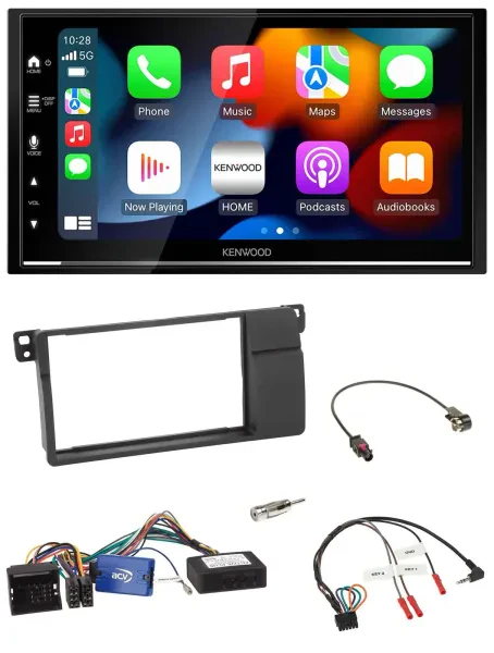 Kenwood DAB USB Bluetooth 2DIN Lenkrad Autoradio für BMW 3er E46 2002-2006 schwa