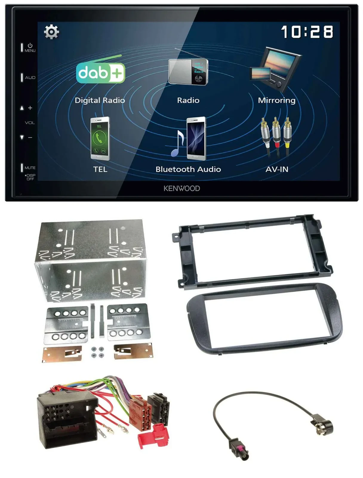 Автомагнитола Kenwood 2DIN Bluetooth USB DAB для Ford C‑Max/Galaxy/Focus (с 2007)