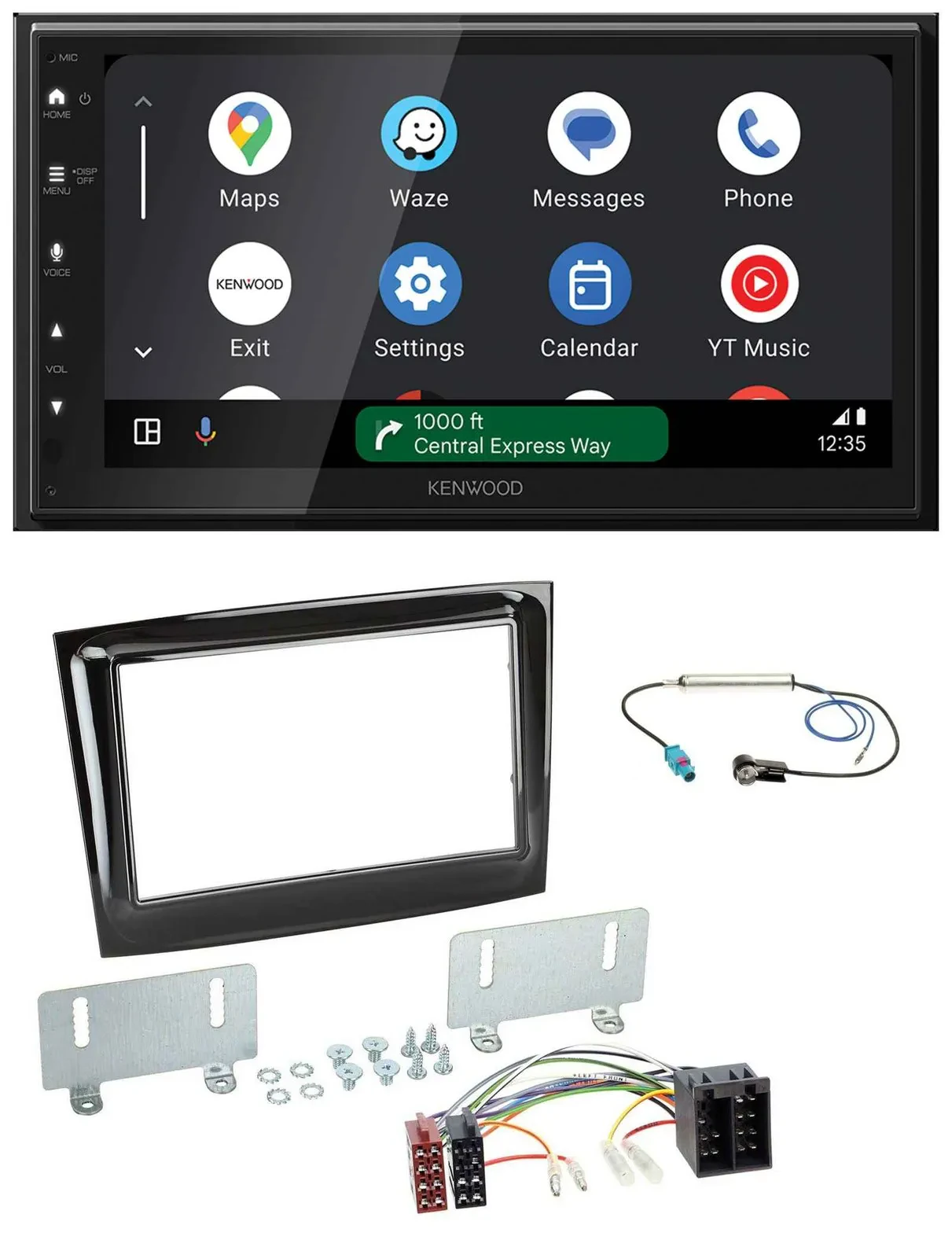 Автомагнитола Kenwood 2DIN, DAB, Bluetooth, USB, MP3, для Fiat Doblo (с 2015), черный (piano black)