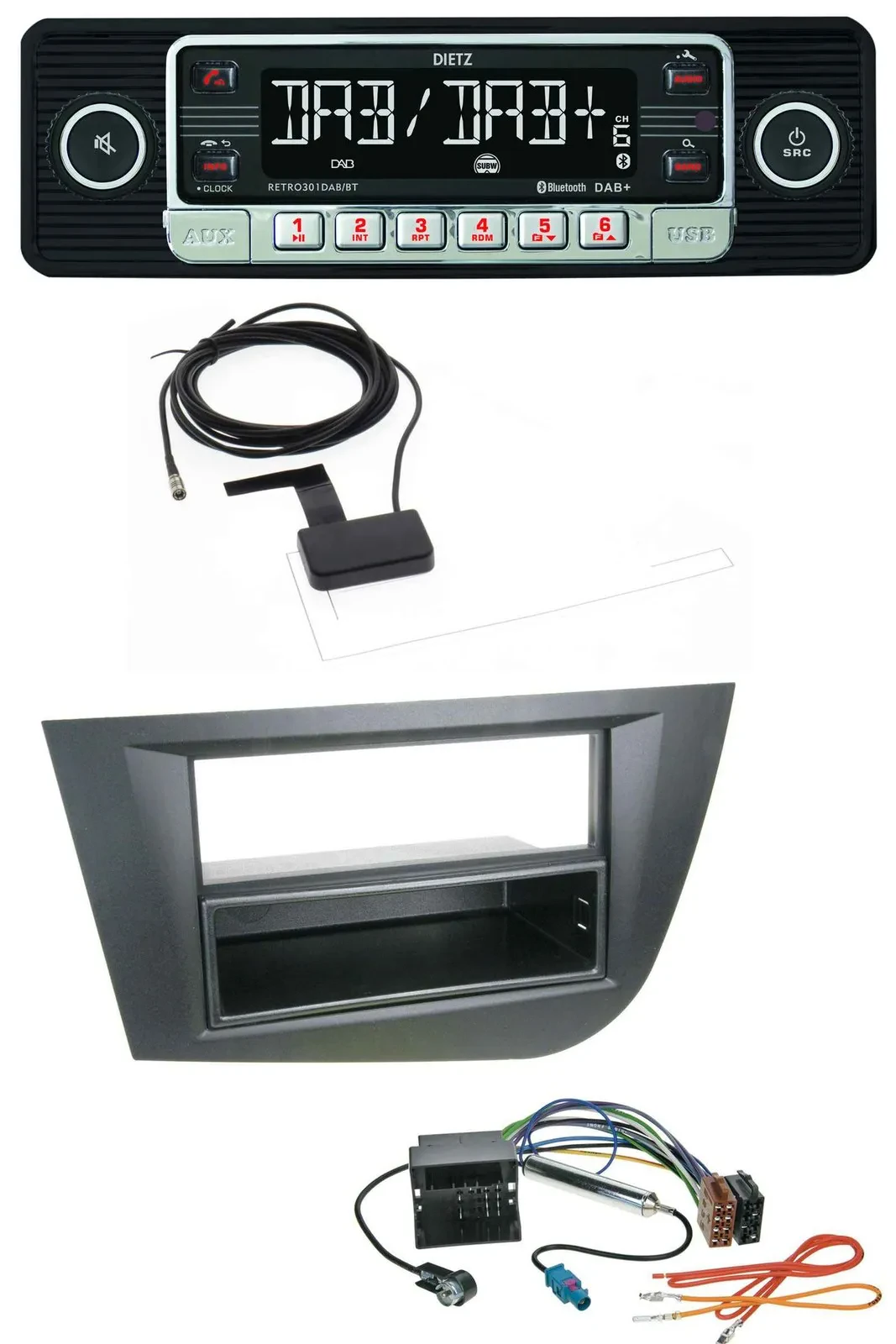 Dietz DAB Bluetooth USB MP3 Autoradio für Seat Leon (ab 05) - schwarz