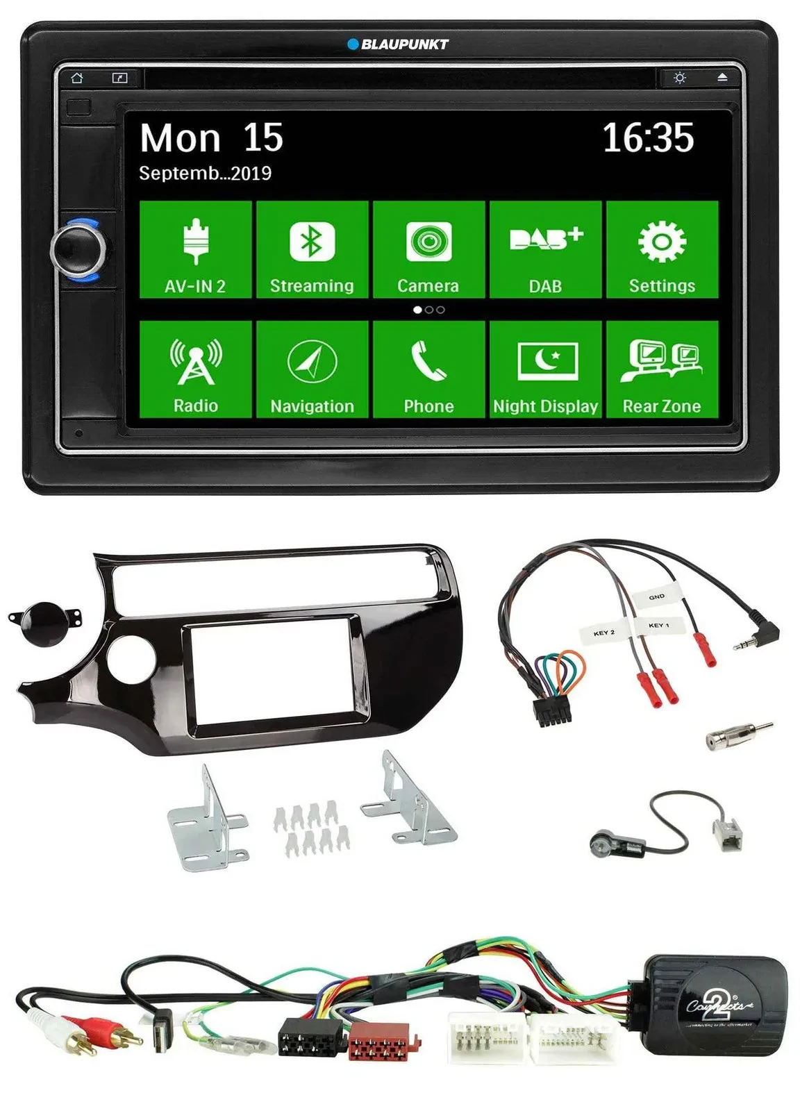 Blaupunkt Bluetooth 2DIN Lenkrad DAB USB TMC Navigation für Kia Rio UB ab 2015 p